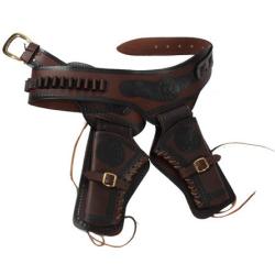 Ceinturon double holster noir pour 2 revolvers western