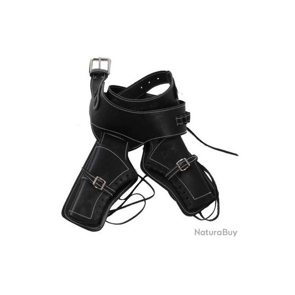Ceinturon double holster noir pour 2 revolvers western