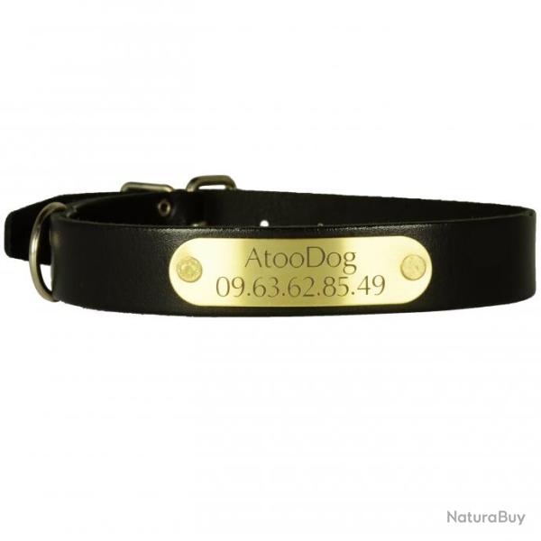 Collier chien en cuir grav 45cm