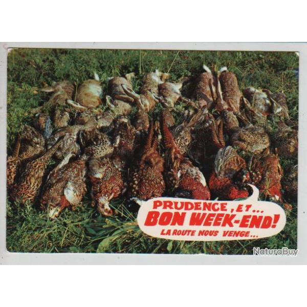 humoristique cpm tableau de chasse , prudence et bon week-end la route nous venge...