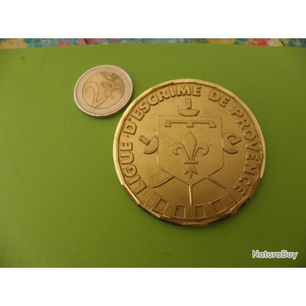 M�daille de table ligue d'escrime de provence diam�tre 6 cm