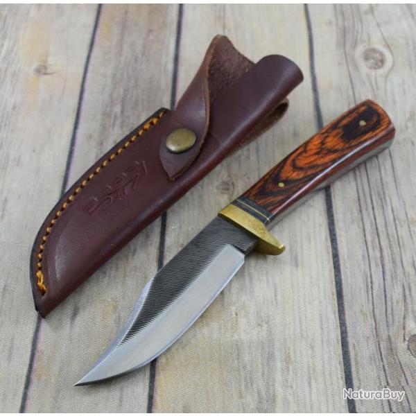 Couteau Fabrication Artisanale Avec Une Lime Manche Bois Etui Cuir SM0023