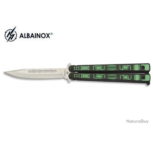 Couteau papillon mod. electro. Vert et noir