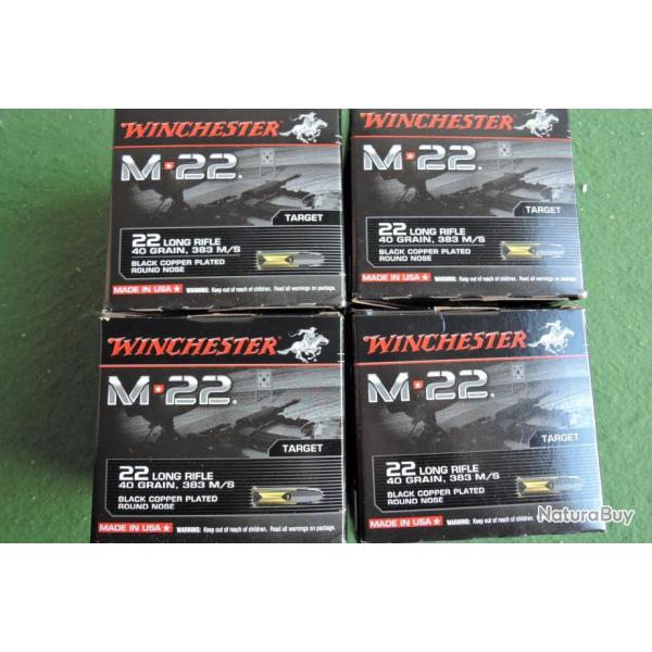 Lot de 10 Boites de 400  Winchester M22 en 22LR soit 4000 cartouches au total