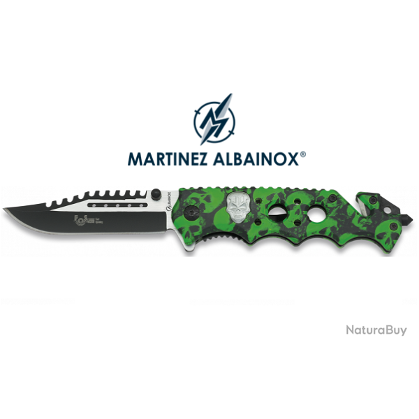 Couteau Pliant Dcor squelette vert  Lame de 8.5 cm