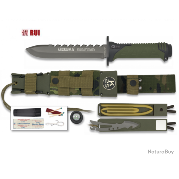 Poignard RUI tactical vert THUNER II lame de 17 cm