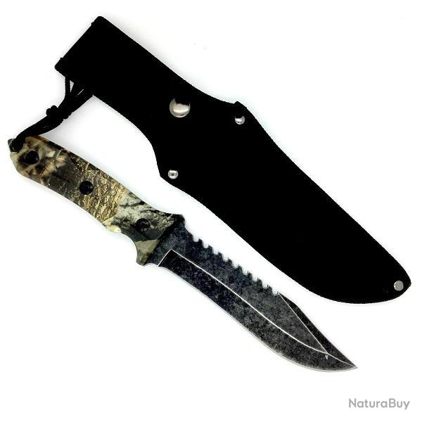 Couteau de chasse CAMOUFLAGE  avec tui pour ceinture