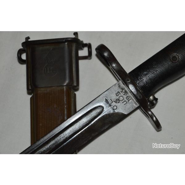 BAIONNETTE AMERICAINE GARAND MOD.M1-RARE FABRICATION ONEIDA (OL) DATEE 1943-LIBERATION-NORMANDIE