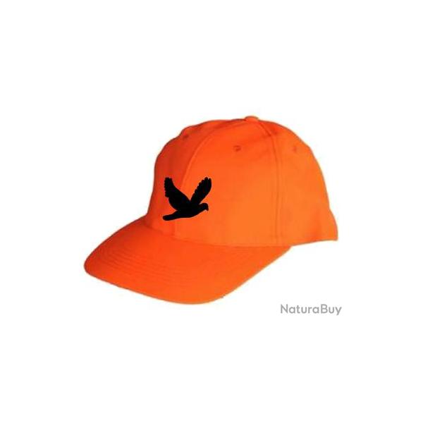 Lot de 50 casquettes orange fluo avec impression en noir