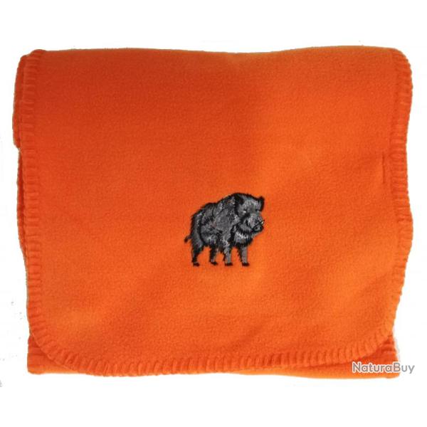 Echarpe polaire orange brod�e " Sanglier "