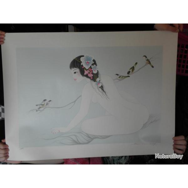 Lithographier Nu aux oiseaux par Mara Tran-Long