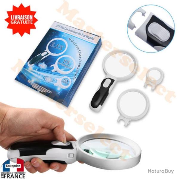Loupe � main puissante interchangeable jusqu'� x16 pour carte,photo,journaux