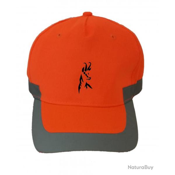 Casquette orange fluo avec broderie Chamois