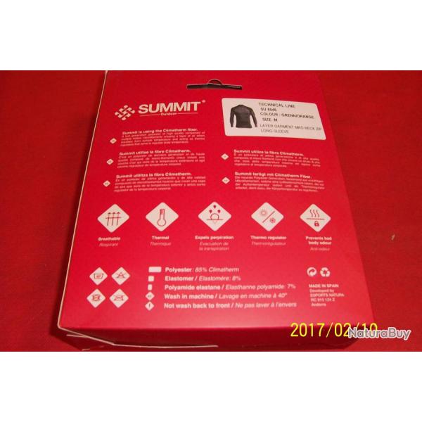 Summit Tee-shirt  kaki , fermeture au cou zip, manches longues