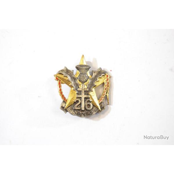 Insigne 26 Rgiment d?Infanterie, 26 RI dos guilloch / 1 pastille DRAGO G1861