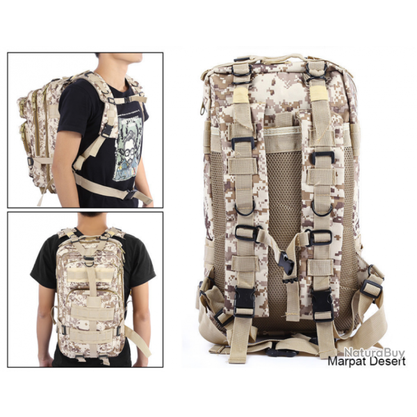 SAC A DOS TACTIQUE TREKKING SPORT VOYAGE CAMPING CAPACITE 30 L Mod MARPAT DESERT