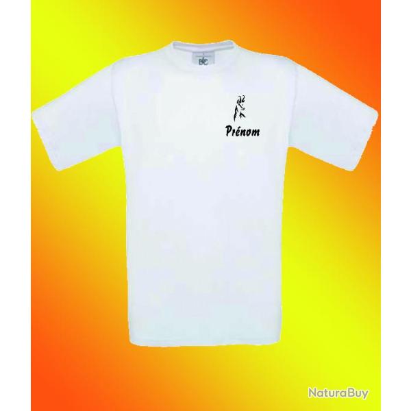 Tee shirt beige ou blanc avec broderie  Chamois + pr�nom