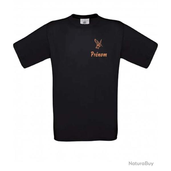 Tee shirt noir ou blanc avec broderie  B�casse + pr�nom