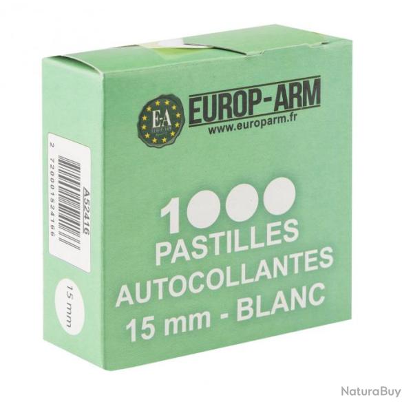 Pastilles autocollantes Blanches 15 mm  (boite de 1000 )