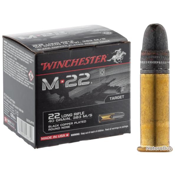 Cartouches 22LR  M22 Winchester haute vitesse  boite de 400 en vrac