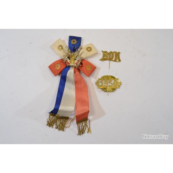 Broche du conseil de r�vision, cocarde tricolore, bon pour le service et broche 1950.