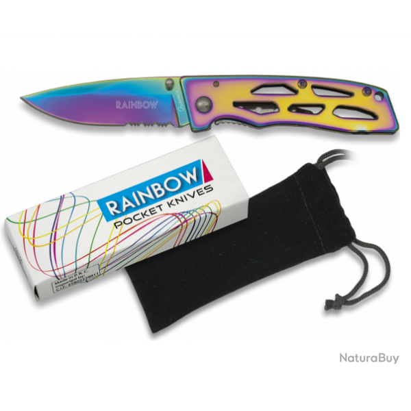Couteau pliant de poche lame de 7.2 cm  � RAINBOW � couleur Arc en Ciel