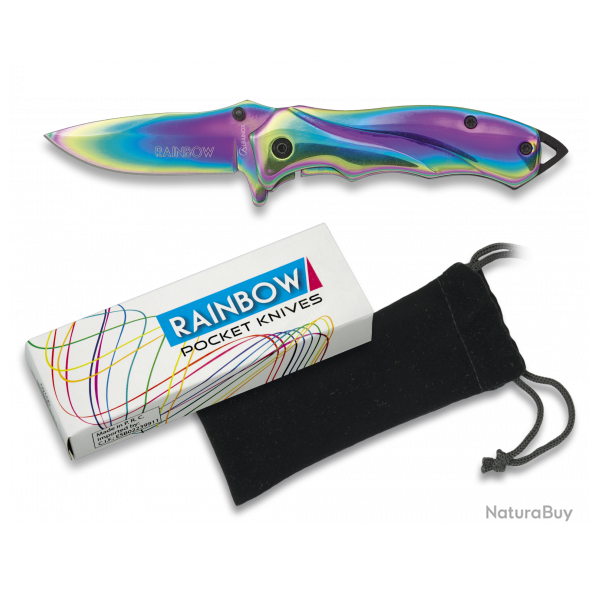 Couteau pliant de poche lame de 6.2 cm  � RAINBOW � couleur Arc en Ciel