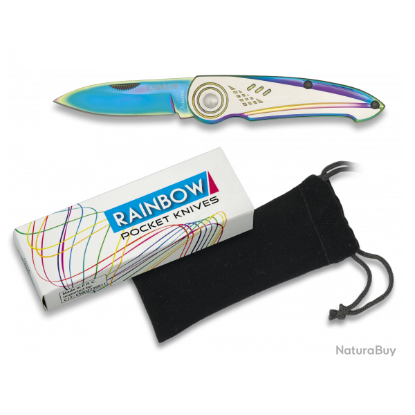 Couteau pliant de poche de 15 cm avec lame de 6.2 cm  � RAINBOW � couleur Arc en Ciel
