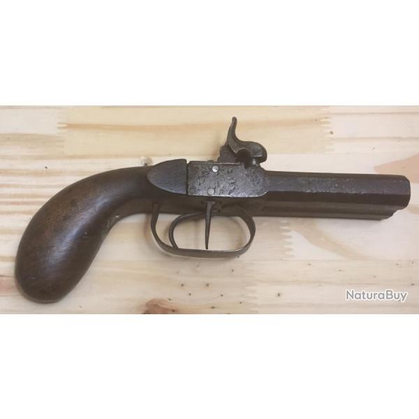 RARE!!!! Pistolet de voyage juxtapos� � chien fin 19eme si�cle