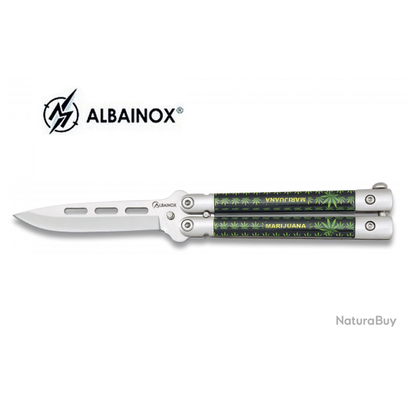 Couteau papillon fantaisie d�cor Verdure  de 6.8 cm