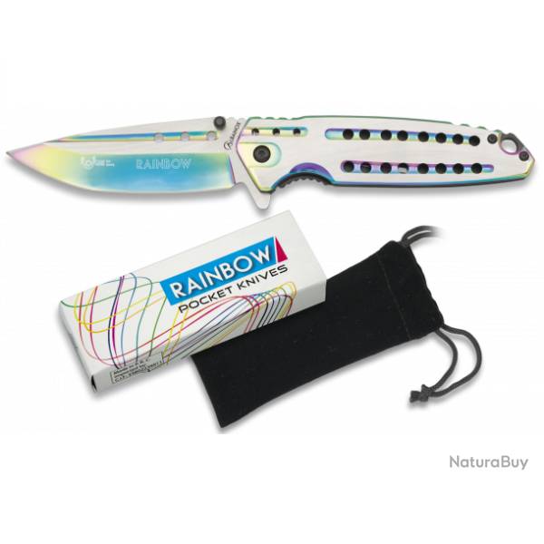 Couteau pliant de poche lame de 9.5 cm  � RAINBOW � couleur Arc en Ciel