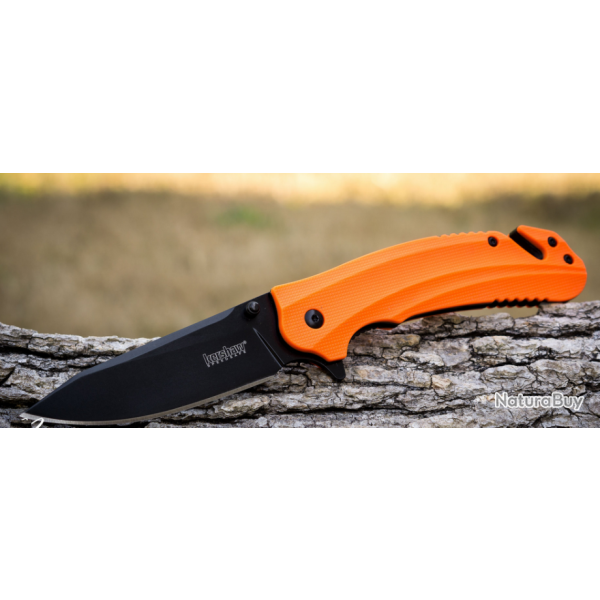 Couteau Kershaw Barricade A/O Lame Acier 8Cr13MoV Manche GFN Orange KS8650