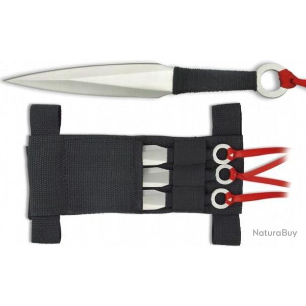 Lot de 3 couteaux de lancer avec ruban
