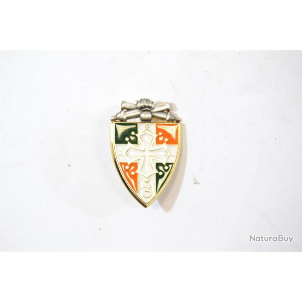 Insigne  3 Rgiment d?Artillerie, G1340 Delsart, ajour, vert fonc, dos lisse dor, pingle