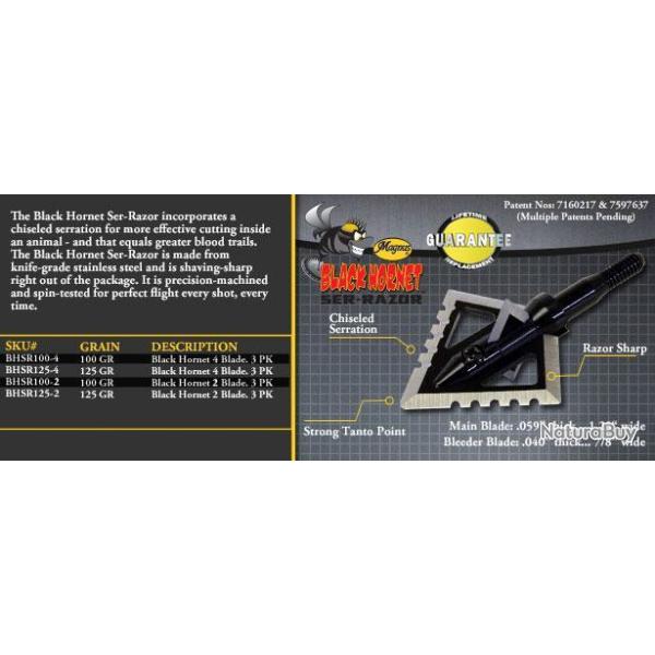 LAME MAGNUS BLACK HORNET SER RAZOR Quadrilames 125Gr - Pack de 3
