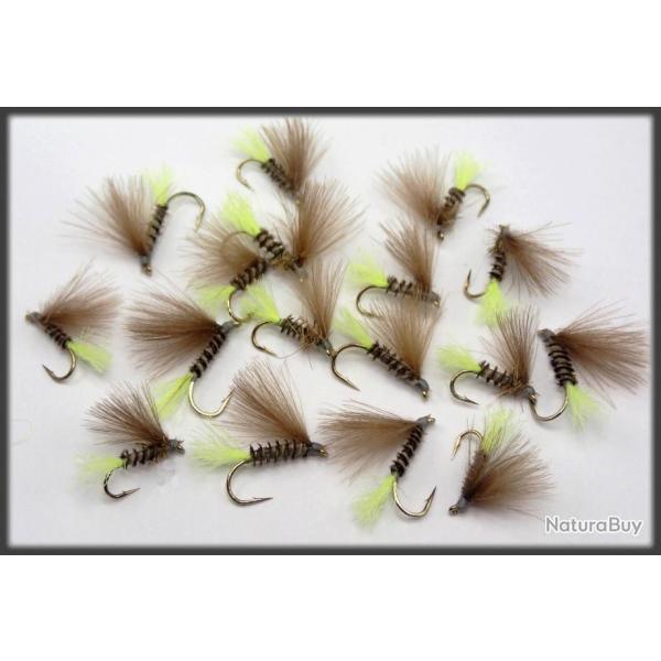 PECHE MOUCHE - 3 CDC THQ TAG JAUNE FLUO H18