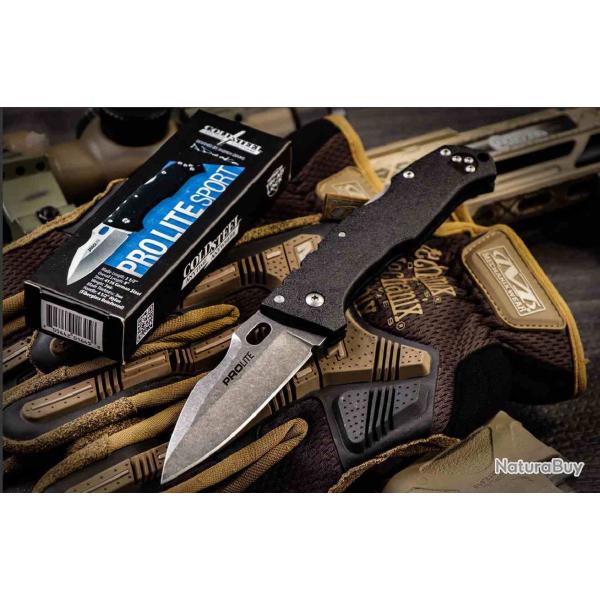 Couteau Cold Steel Pro-Lite Sport Folding Black Acier 4116 Manche GFN Tri Ad Lock CS20NU