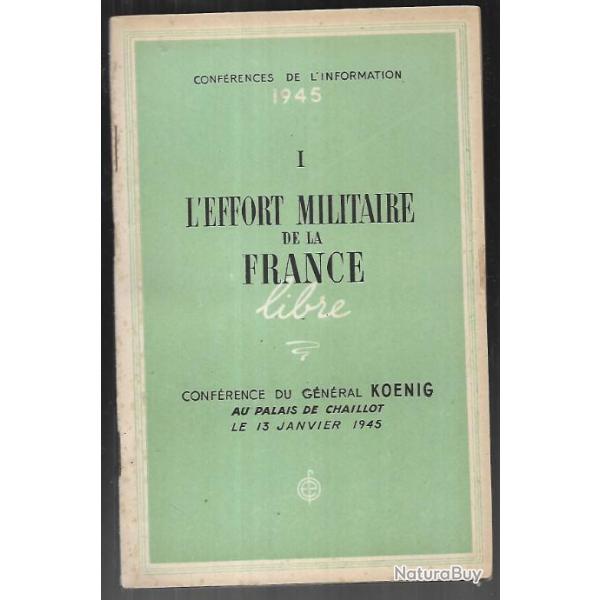 l'effort militaire de la france libre conf�rence du g�n�ral koenig 13 janvier 1945