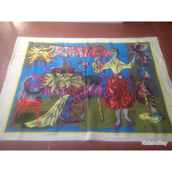 Tapisserie Robert Debi�ve "La marchande d'oiseaux"