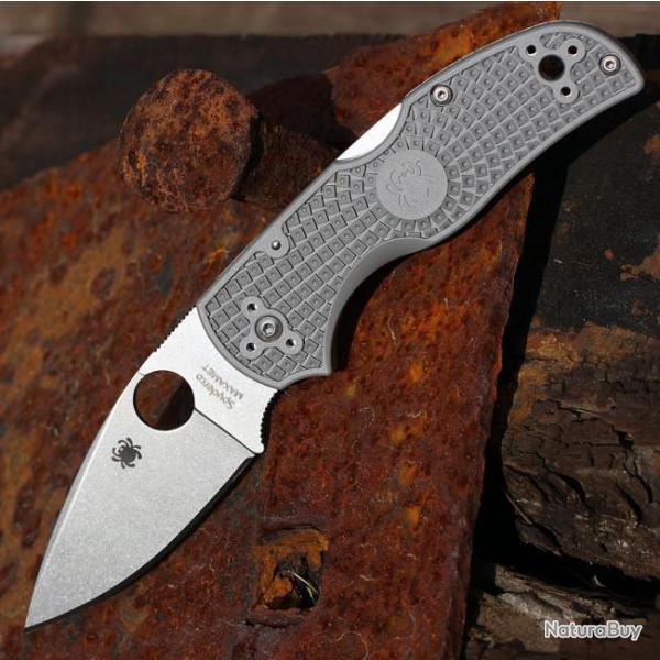 Couteau Spyderco Native 5 Lightweight Micro-Melt Maxamet Manche Gray FRN Lockback Made USA SC41PGY5