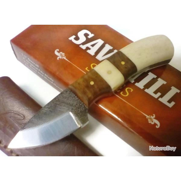 Lot de 2 Couteau Fabrication Artisanale A partir d'une Lime Acier Carbone Manche Bois/Os Etui Sm0021