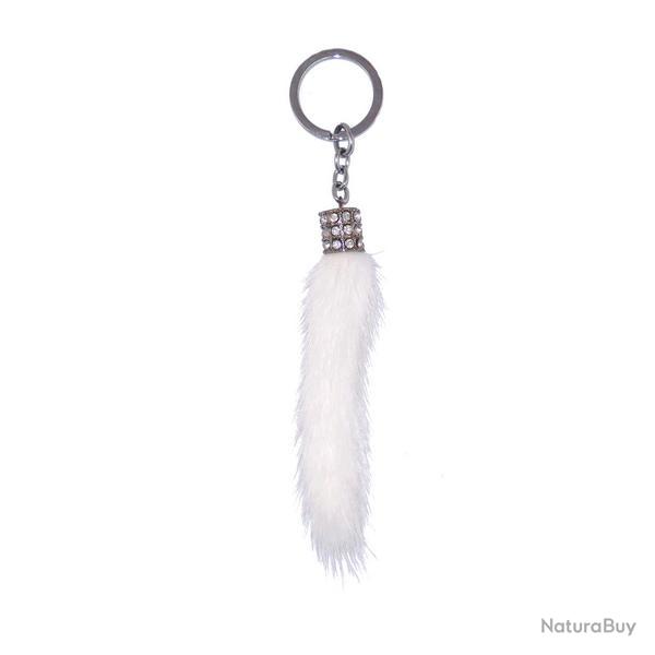 Porte-cls queue de Vison-Strass - Blanc