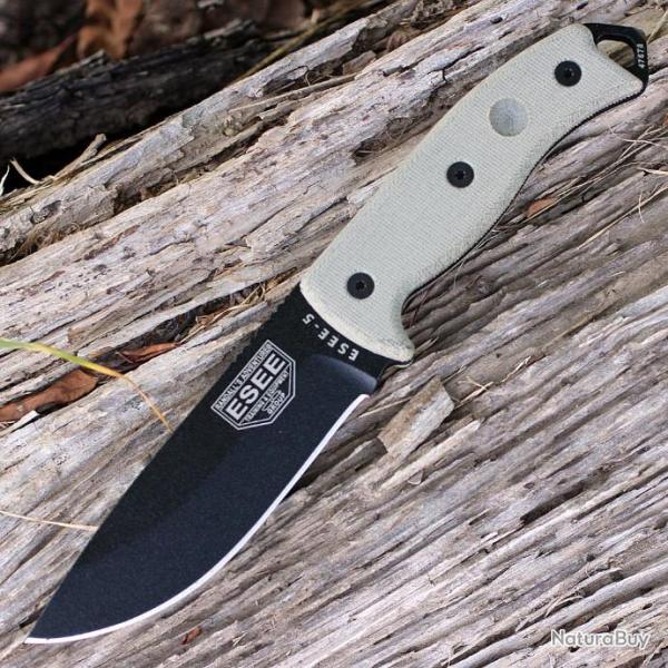 ESEE RC-5 RC5 Survival Black Acier Carbone 1095 Etui Kydex Couteau ESEE Model 5 OD green RC5PBK