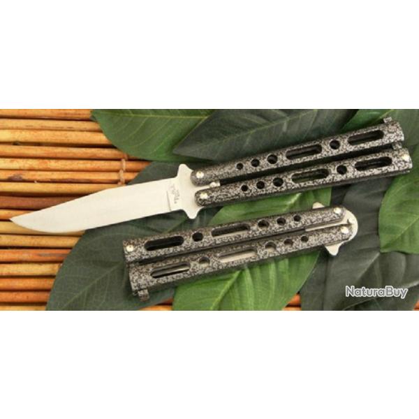 Couteau Papillon Balisong Butterfly Acier Carbone/Inox Manche M�tal Made In USA BM005