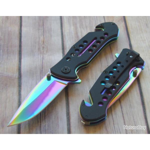 Lot de 3 Couteaux Tac Force Rescue Spectrum A/O Acier 440 Coupe Ceinture Brise Vitres TF509