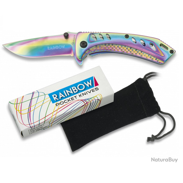 Couteau  de poche lame de 7.3 cm  � RAINBOW � couleur Arc en Ciel