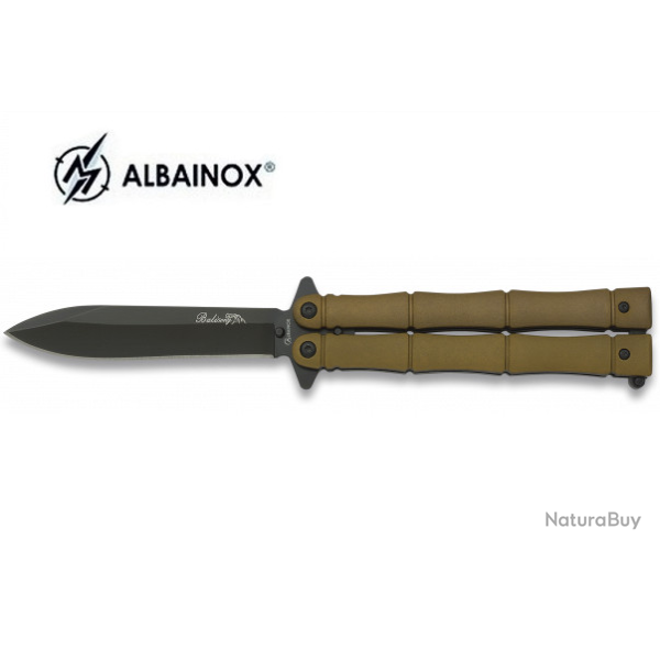 Couteau papillon manche Alu sable  lame de 10 cm