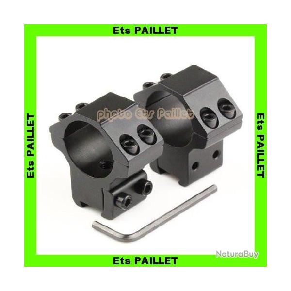 Anneaux de montage Renforc�s Diam�tre 25.4 mm 1 pouce pour Rail 11 mm Medium + POINTEAU ANTI RECUL