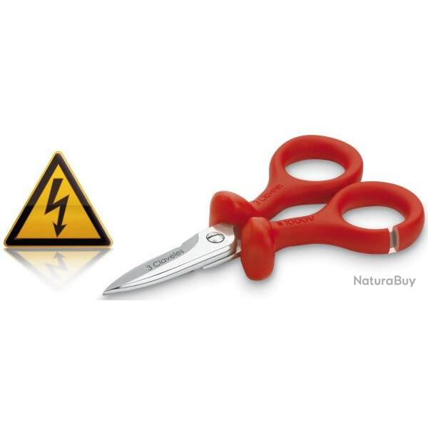 ciseaux lectricien isolants surmouls 1000 V. 3 Claveles