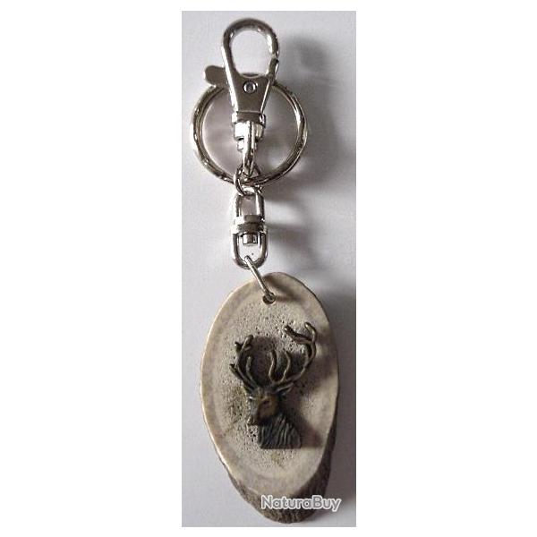 Porte-cl� en corne de cerf motif cerf